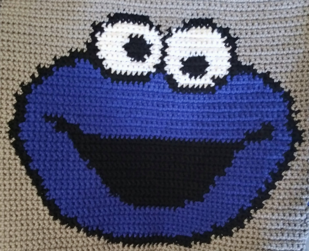 Cookie Monster Pillow, Decorative Throw Pillow