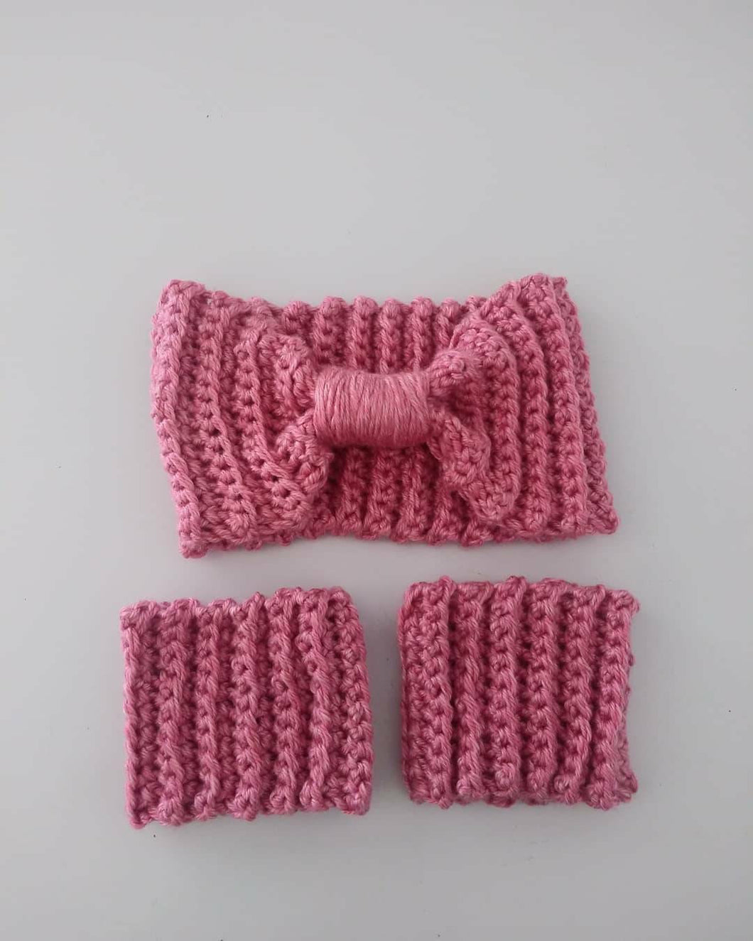 Crochet Headband and Boot Cuff set, Handmade, Pink Boot Cuffs, Gold Boot Cuffs Adult One Size Headband
