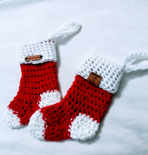 Load image into Gallery viewer, Mini Christmas Stockings. Crochet stocking. Handmade stocking. 2 for 10