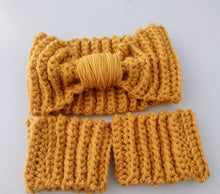 Load image into Gallery viewer, Crochet Headband and Boot Cuff set, Handmade, Pink Boot Cuffs, Gold Boot Cuffs Adult One Size Headband
