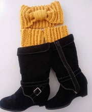 Load image into Gallery viewer, Crochet Headband and Boot Cuff set, Handmade, Pink Boot Cuffs, Gold Boot Cuffs Adult One Size Headband

