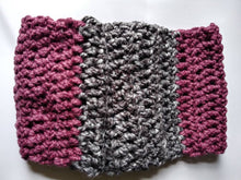 Load image into Gallery viewer, Plum and Grey Infinity Scarf, Multicolored Scarf, One Size
