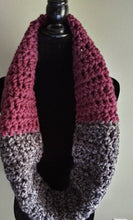 Load image into Gallery viewer, Plum and Grey Infinity Scarf, Multicolored Scarf, One Size
