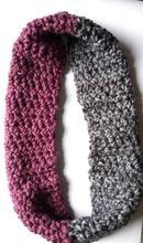 Load image into Gallery viewer, Plum and Grey Infinity Scarf, Multicolored Scarf, One Size
