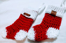 Load image into Gallery viewer, Mini Christmas Stockings. Crochet stocking. Handmade stocking. 2 for 10
